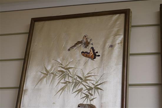 A pair of Chinese silkwork panels 107 x 29cm